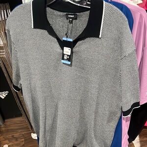 Men sweater, top Express Black and White Polo Shirt Casual Knit